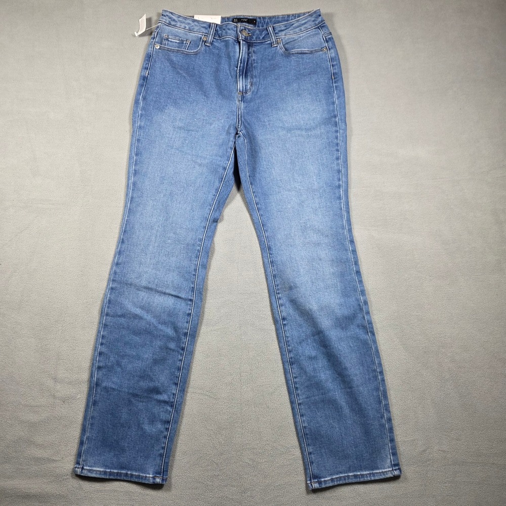 Member's Mark Jeans Women Size 8 Blue Straight Leg High-Rise Stretch Medium Wash